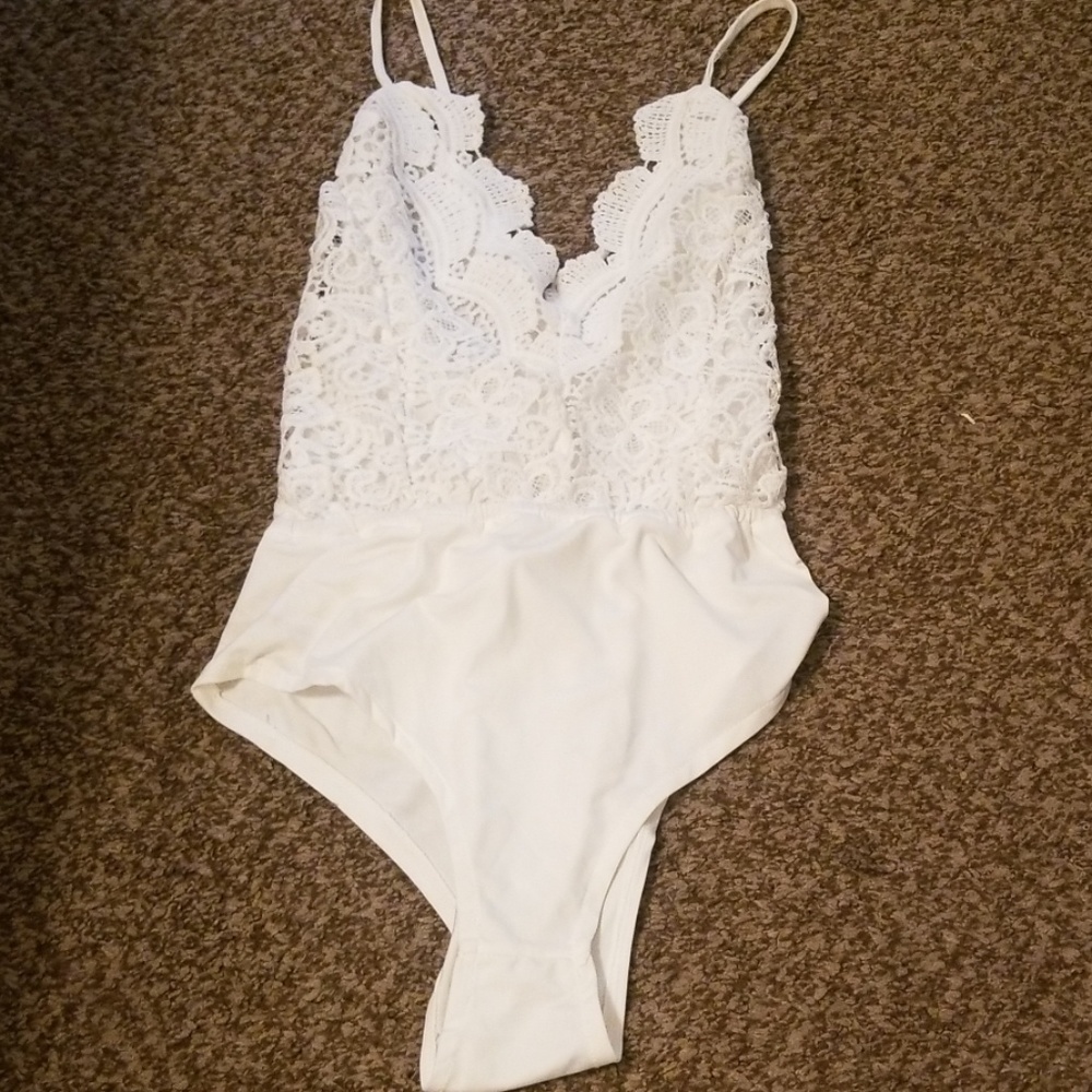 White lace bodysuit